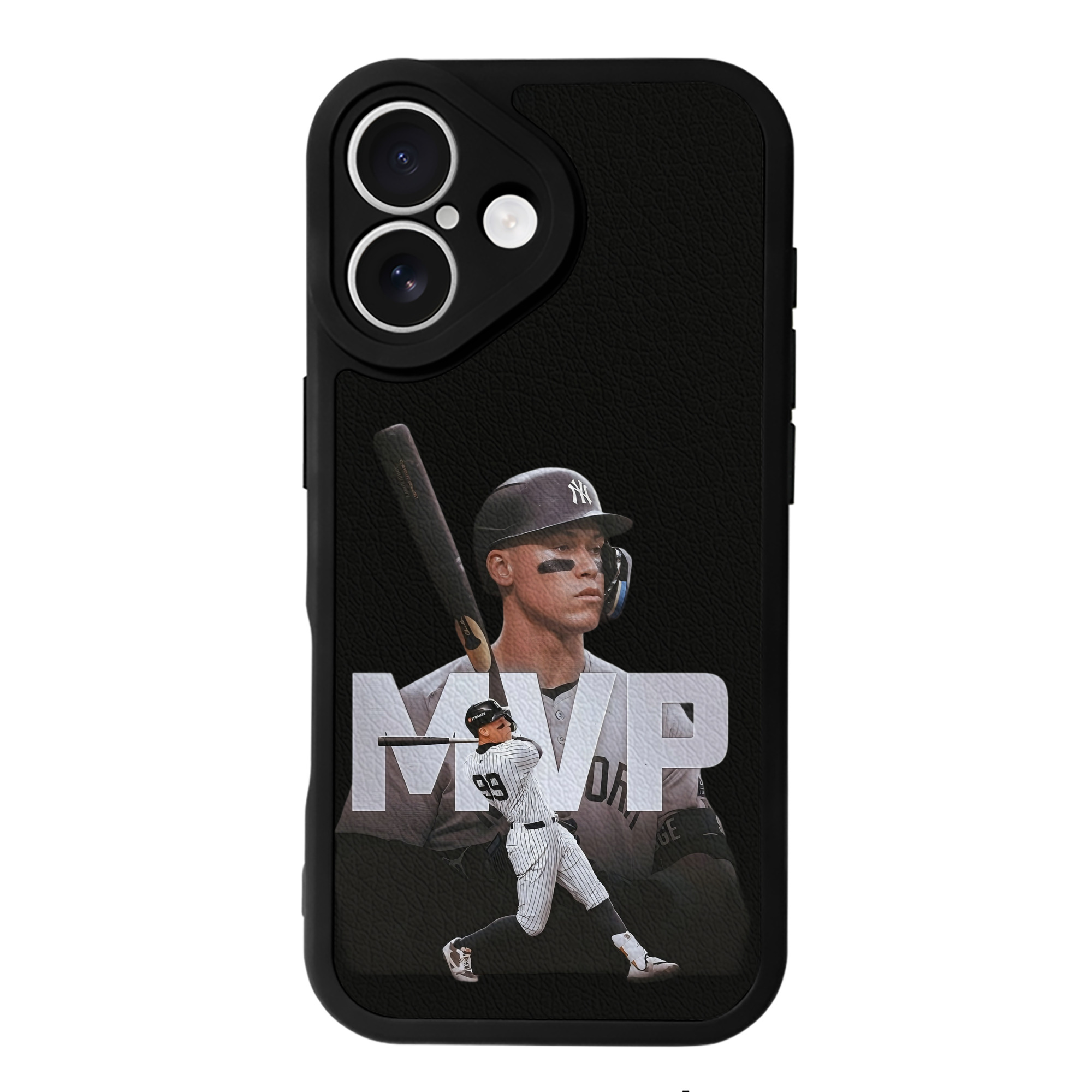 Aaron Judge MVP IPhone 16 Silicone Leather Case – UV Print, Lambskin Texture – Perfect Fit, Wireless Charging Compatible, Scratch Resistant, Precise Cutouts – Stylish Protection For IPhone 16
